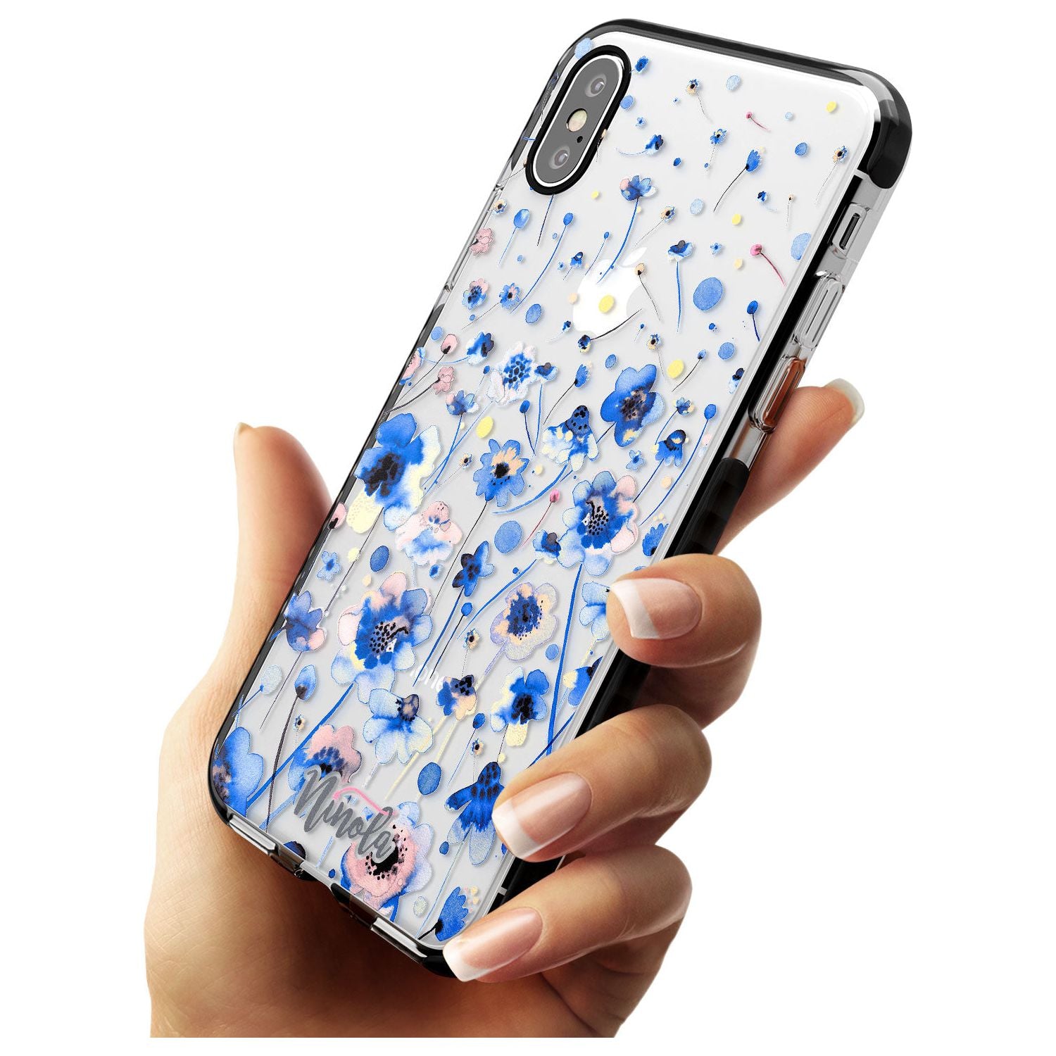 Ink Flowers Blue Black Impact Phone Case for iPhone X XS Max XR