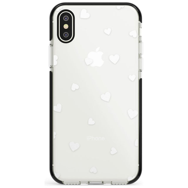 White Hearts Pattern Black Impact Phone Case for iPhone X XS Max XR