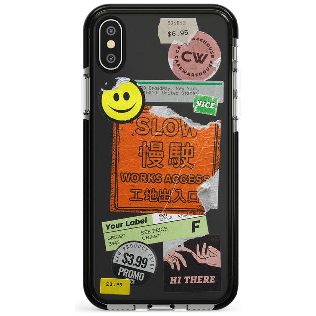 Kanji Signs Sticker Mix Pink Fade Impact Phone Case for iPhone X XS Max XR