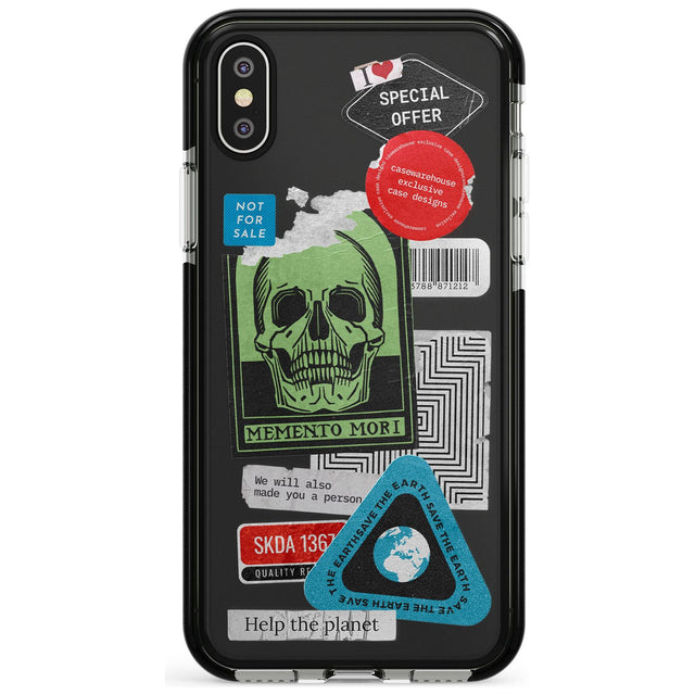 Skull Sticker Mix Pink Fade Impact Phone Case for iPhone X XS Max XR