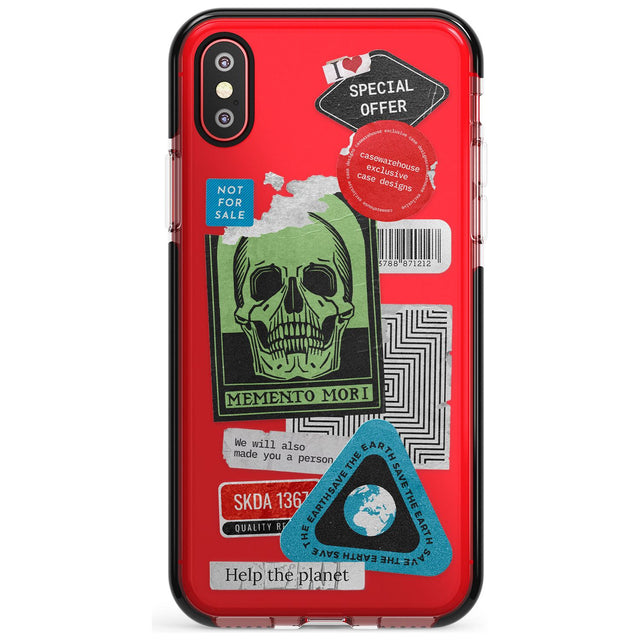 Skull Sticker Mix Pink Fade Impact Phone Case for iPhone X XS Max XR
