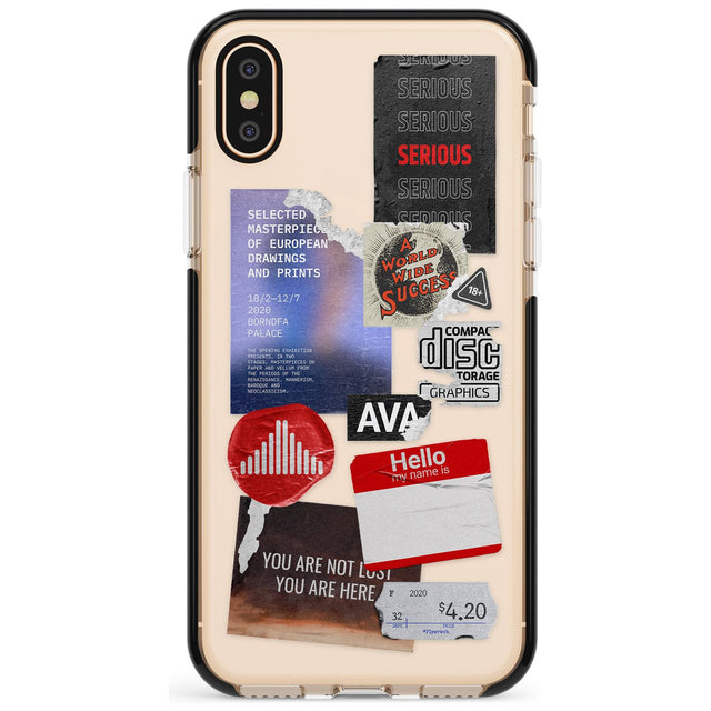 Red & Black Sticker Mix Pink Fade Impact Phone Case for iPhone X XS Max XR
