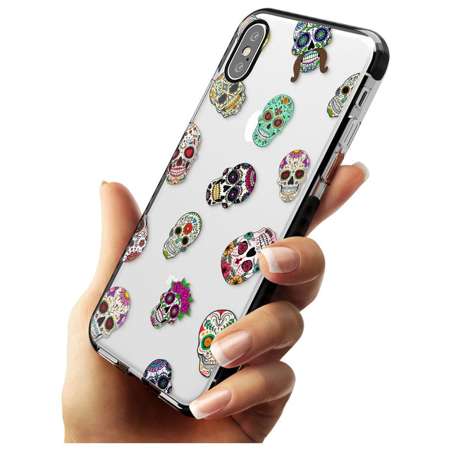 Mixed Sugar Skull Pattern Black Impact Phone Case for iPhone X XS Max XR