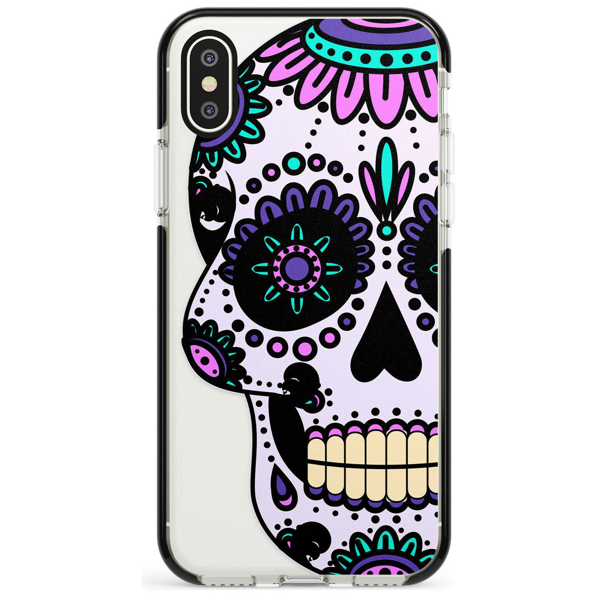 Violet Sugar Skull Black Impact Phone Case for iPhone X XS Max XR