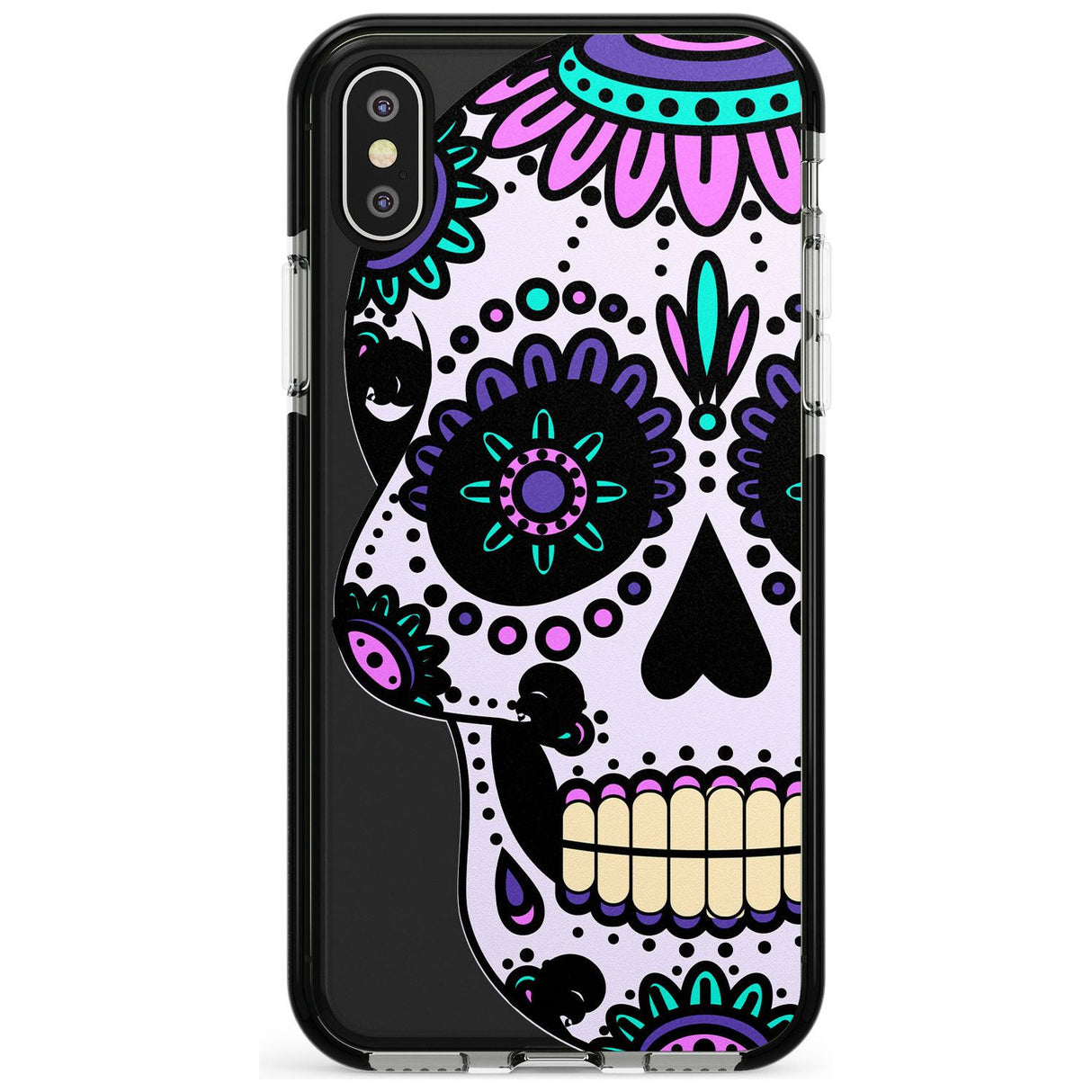Violet Sugar Skull Black Impact Phone Case for iPhone X XS Max XR