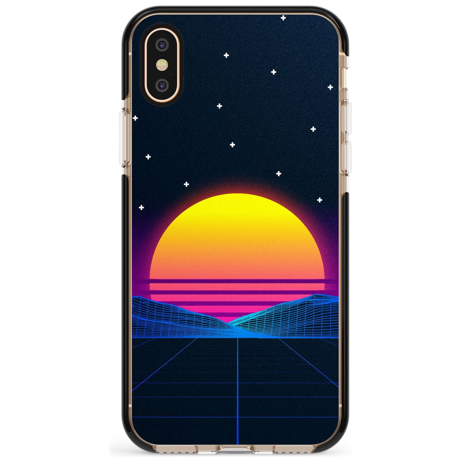 Retro Sunset Vaporwave Black Impact Phone Case for iPhone X XS Max XR