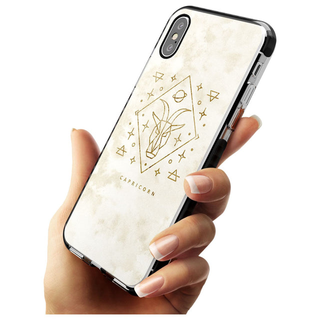 Capricorn Emblem - Solid Gold Marbled Design Black Impact Phone Case for iPhone X XS Max XR