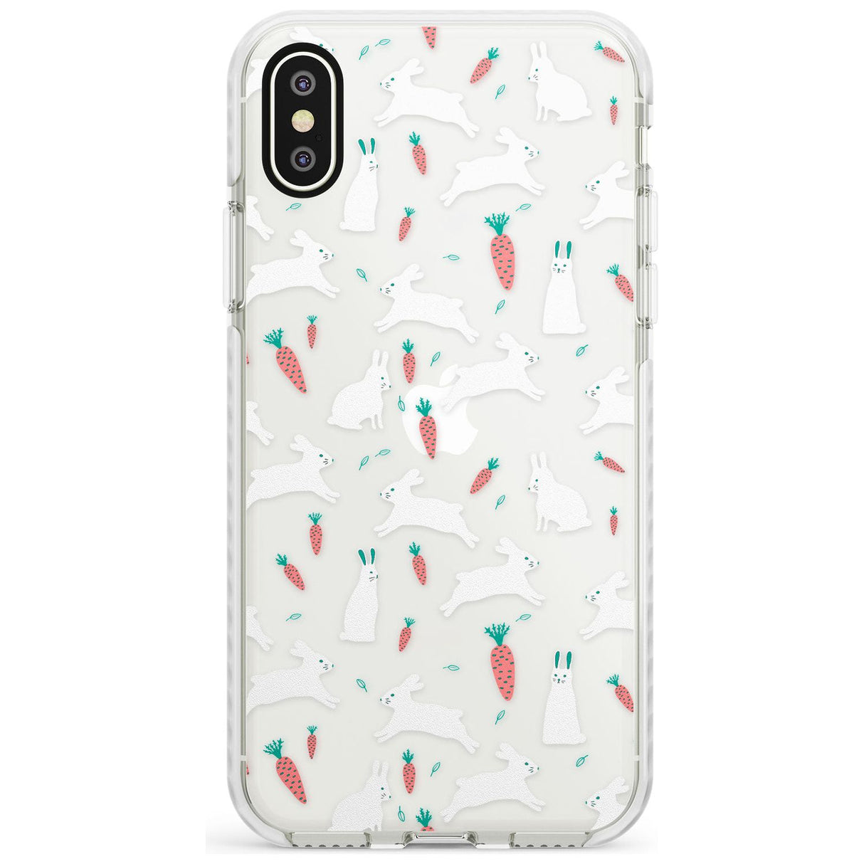 White Bunnies and Carrots Impact Phone Case for iPhone X XS Max XR