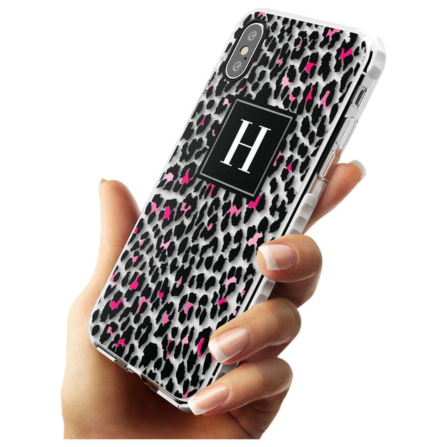 Customised Pink Monogram Leopard Spots Impact Phone Case for iPhone X XS Max XR