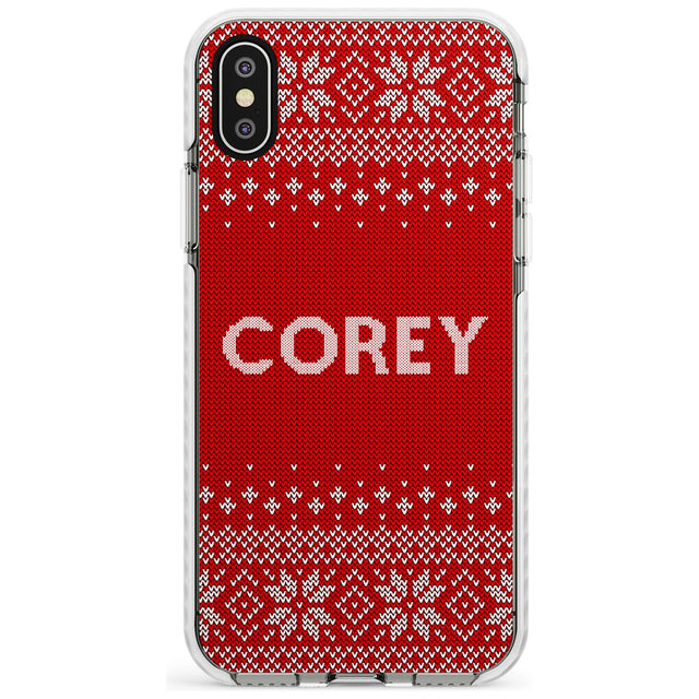 Personalised Red Christmas Knitted Jumper Impact Phone Case for iPhone X XS Max XR