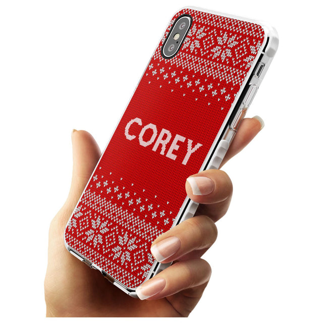 Personalised Red Christmas Knitted Jumper Impact Phone Case for iPhone X XS Max XR