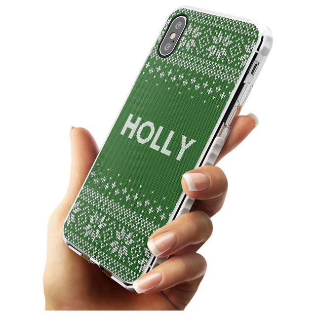 Personalised Green Christmas Knitted Jumper Impact Phone Case for iPhone X XS Max XR