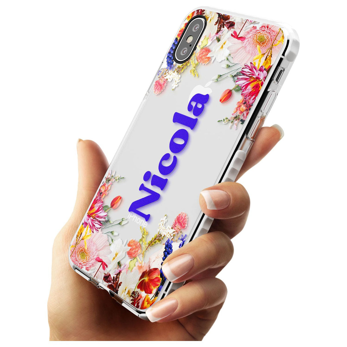 Custom Text with Floral Borders Slim TPU Phone Case Warehouse X XS Max XR