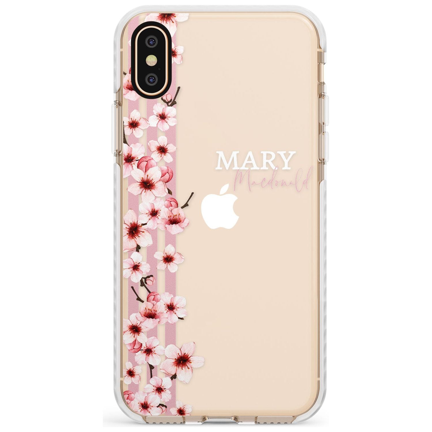 Cherry Blossoms & Stripes Transparent  Slim TPU Phone Case Warehouse X XS Max XR