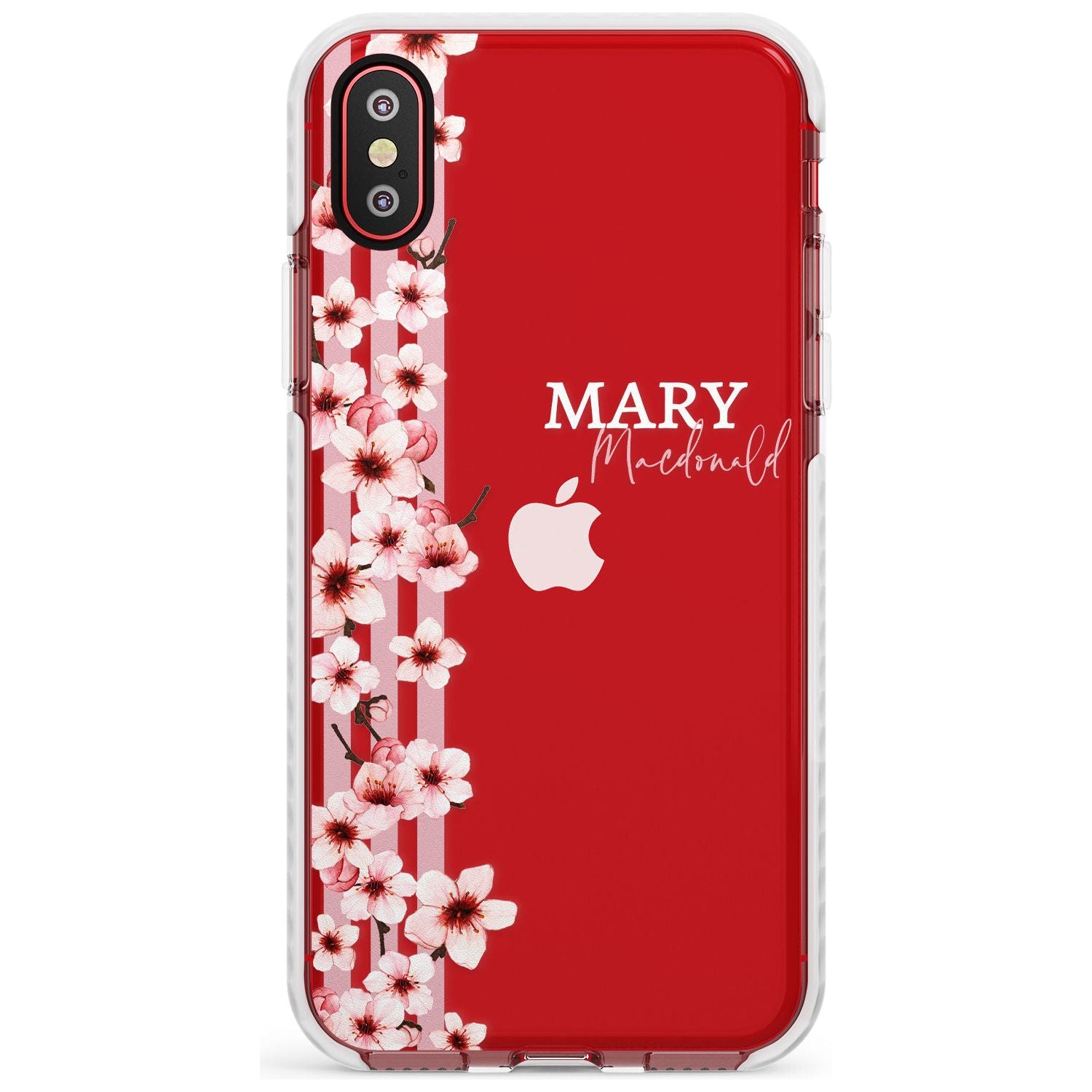 Cherry Blossoms & Stripes Transparent  Slim TPU Phone Case Warehouse X XS Max XR