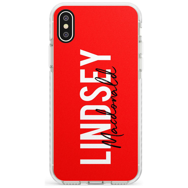Bold Custom Name: Red Impact Phone Case for iPhone X XS Max XR