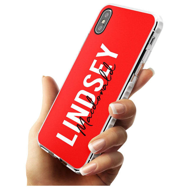 Bold Custom Name: Red Impact Phone Case for iPhone X XS Max XR