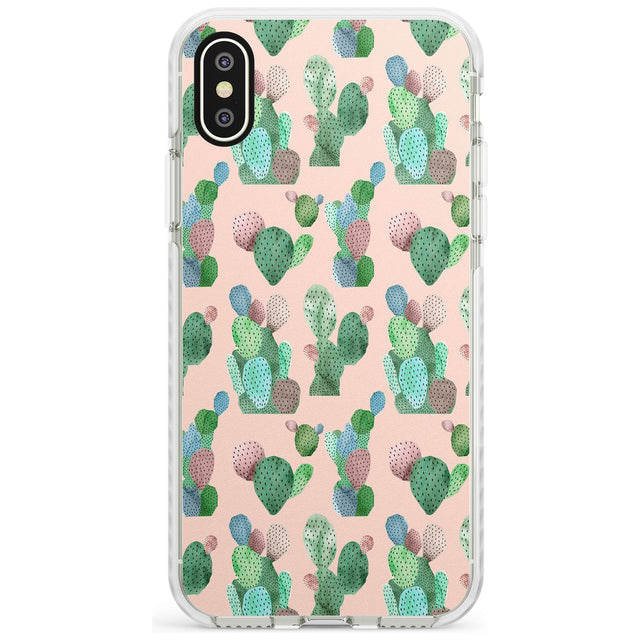 Pink Cactus Pattern Design Impact Phone Case for iPhone X XS Max XR