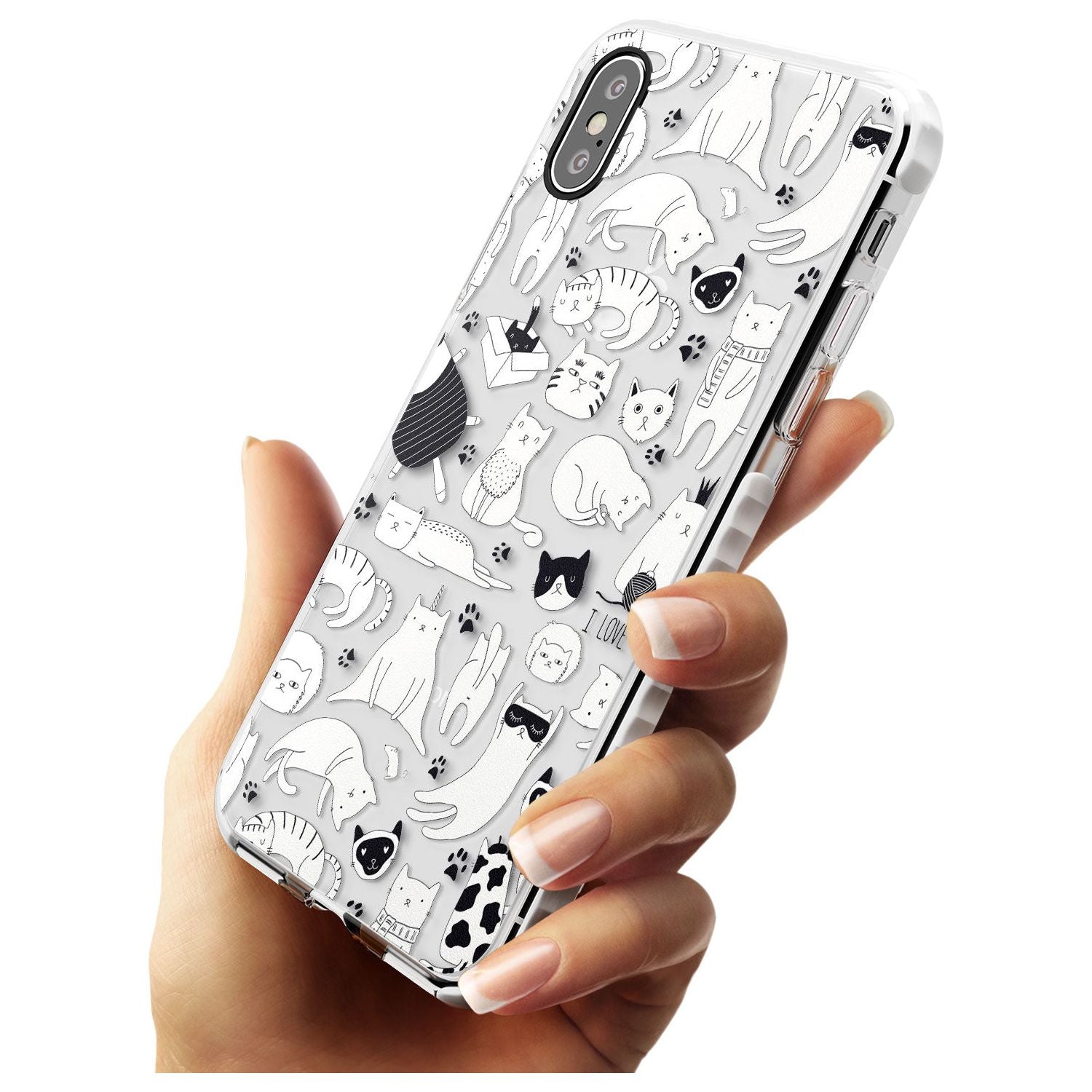 Cartoon Cat Collage - Black & White Slim TPU Phone Case Warehouse X XS Max XR