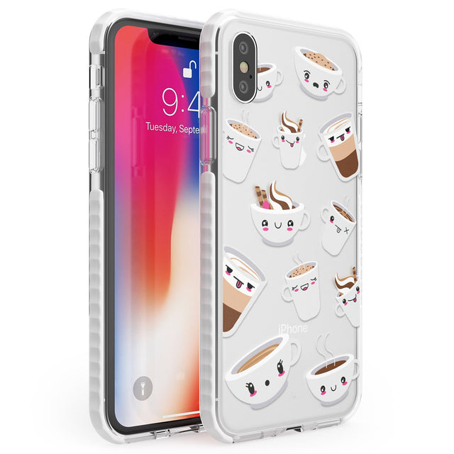 Coffee Faces Phone Case iPhone X / iPhone XS / Impact Case,iPhone XR / Impact Case,iPhone XS MAX / Impact Case Blanc Space