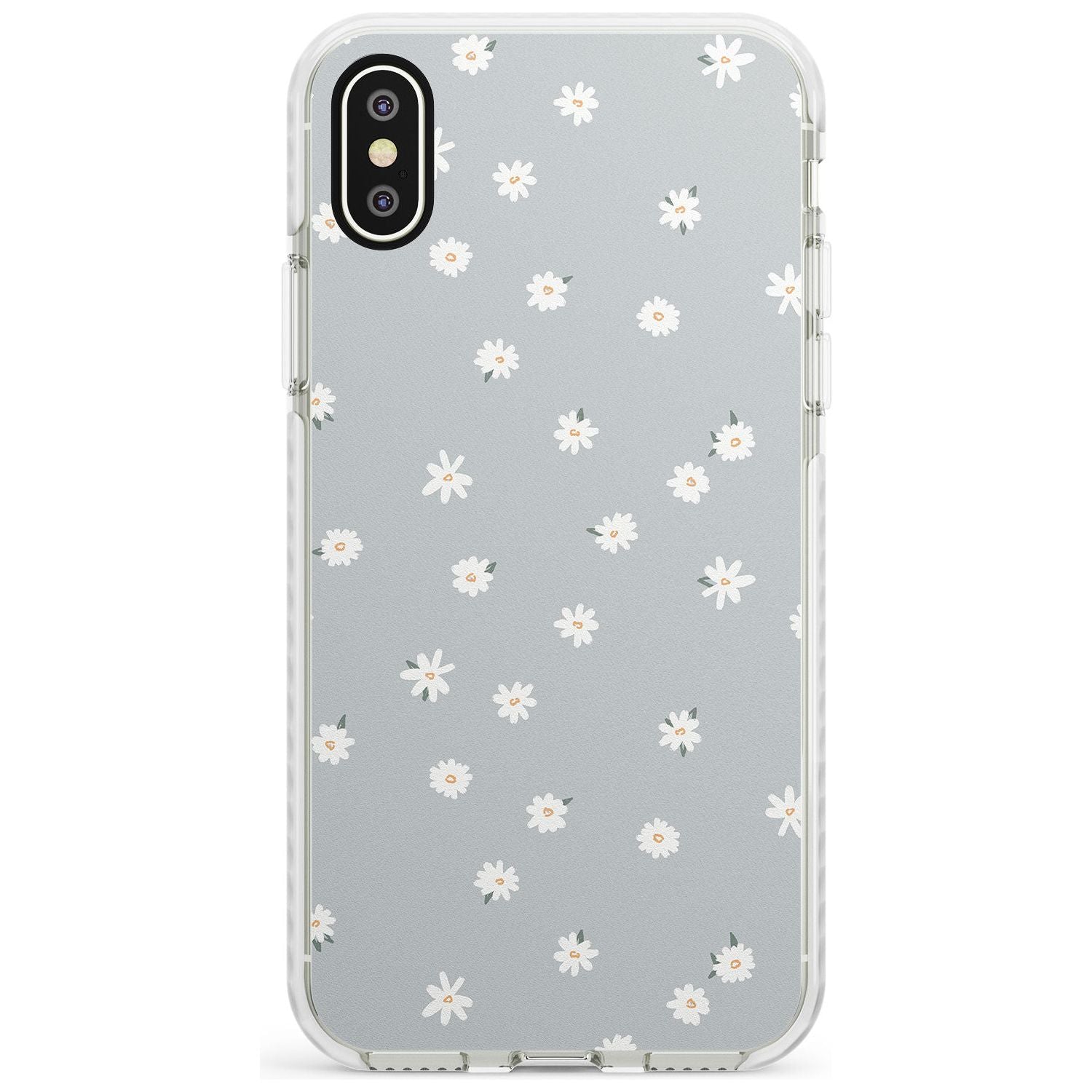 Painted Daises - Blue-Grey Cute Floral Design Slim TPU Phone Case Warehouse X XS Max XR