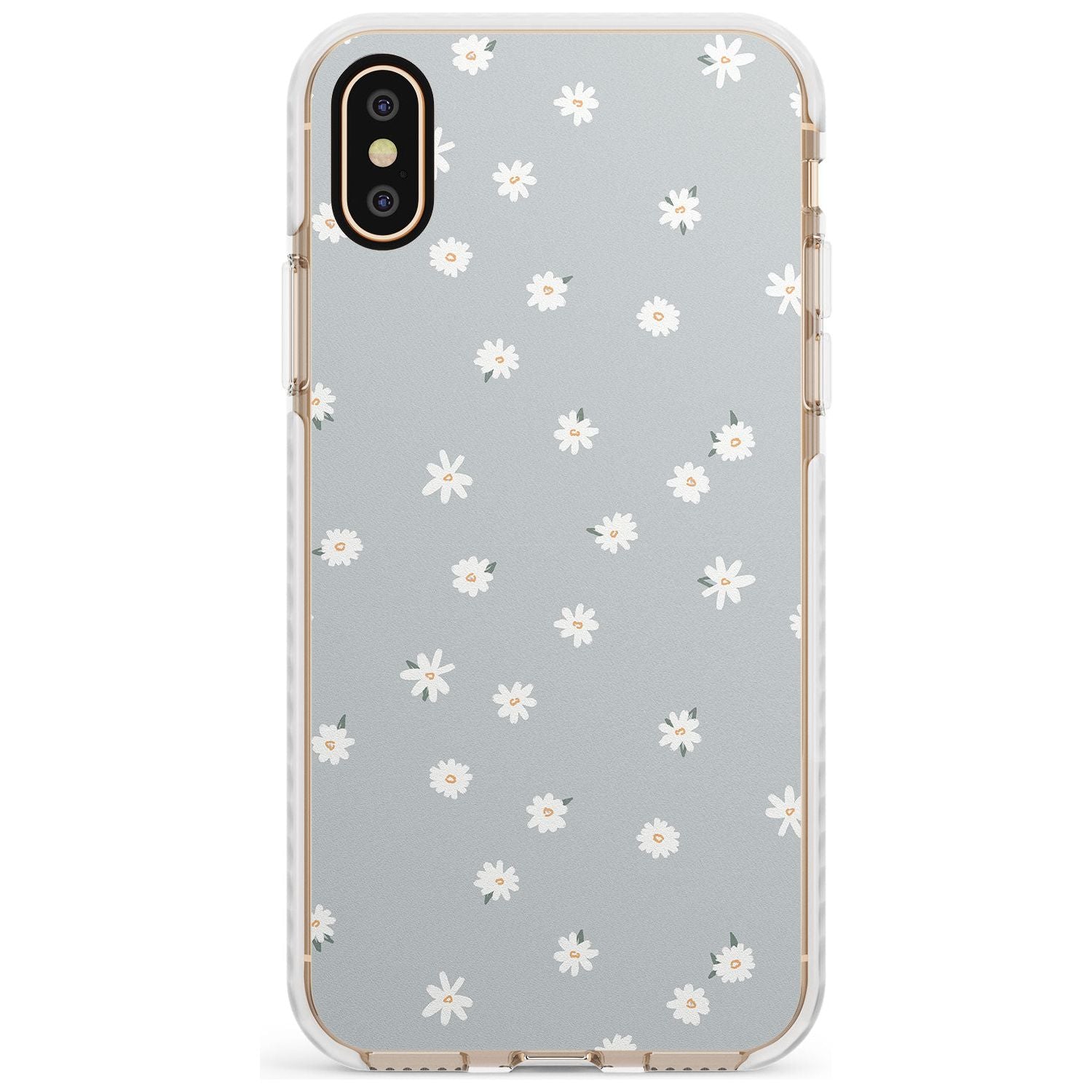 Painted Daises - Blue-Grey Cute Floral Design Slim TPU Phone Case Warehouse X XS Max XR