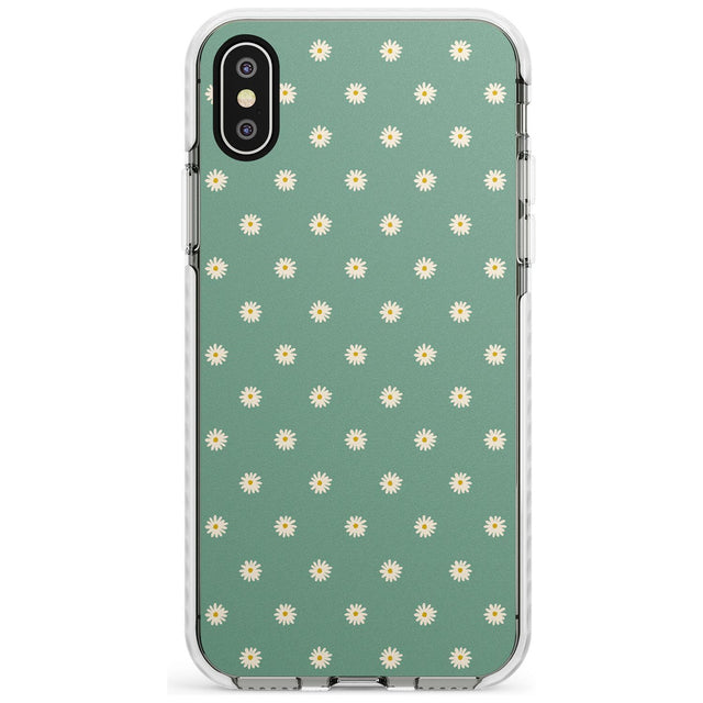 Daisy Pattern - Teal Cute Floral Daisy Design Slim TPU Phone Case Warehouse X XS Max XR