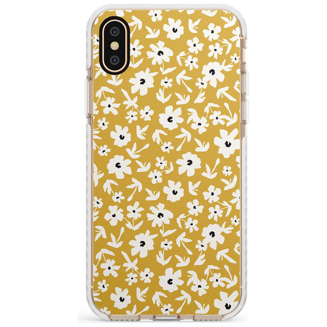 Floral Print on Mustard - Cute Floral Design Slim TPU Phone Case Warehouse X XS Max XR