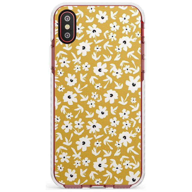 Floral Print on Mustard - Cute Floral Design Slim TPU Phone Case Warehouse X XS Max XR