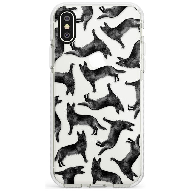 German Shepherd (Black) Watercolour Dog Pattern Impact Phone Case for iPhone X XS Max XR