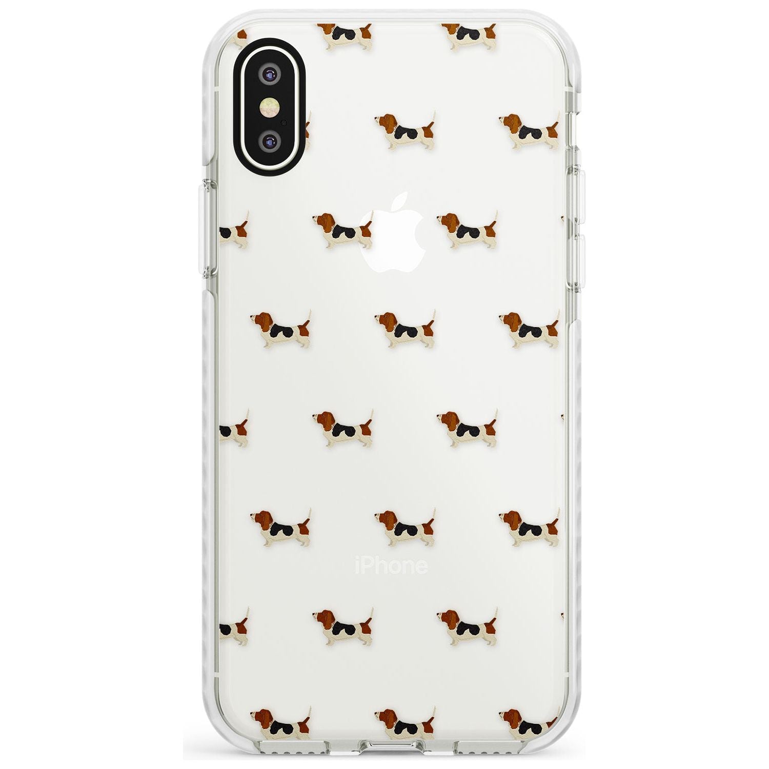 . Basset Hound Dog Pattern Clear Impact Phone Case for iPhone X XS Max XR