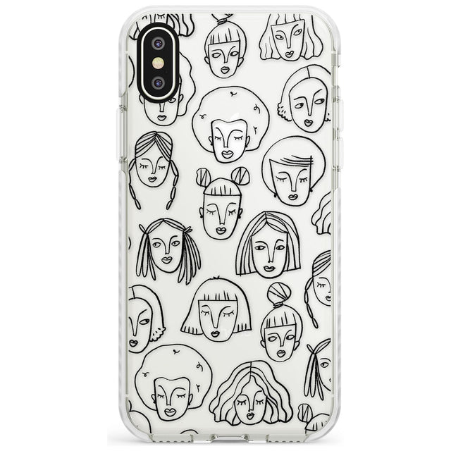 Girl Portrait Doodles Impact Phone Case for iPhone X XS Max XR