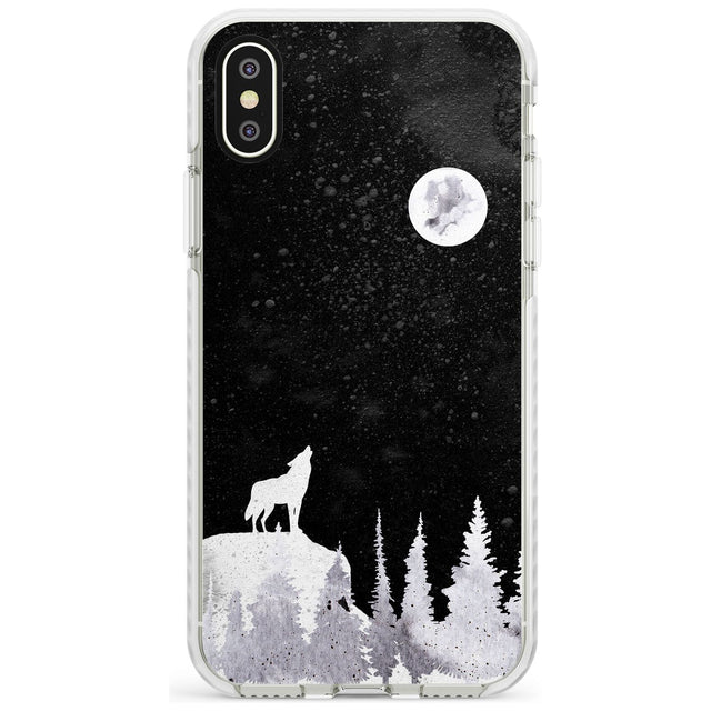 Moon Phases: Wolf & Full Moon Phone Case iPhone X / iPhone XS / Impact Case,iPhone XR / Impact Case,iPhone XS MAX / Impact Case Blanc Space