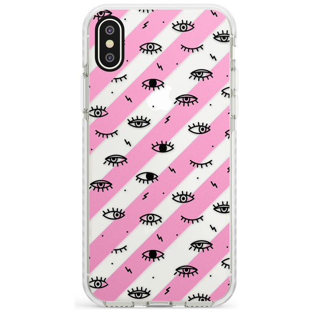 Pink Stripe Eyes iPhone Case  Impact Case Phone Case - Case Warehouse
