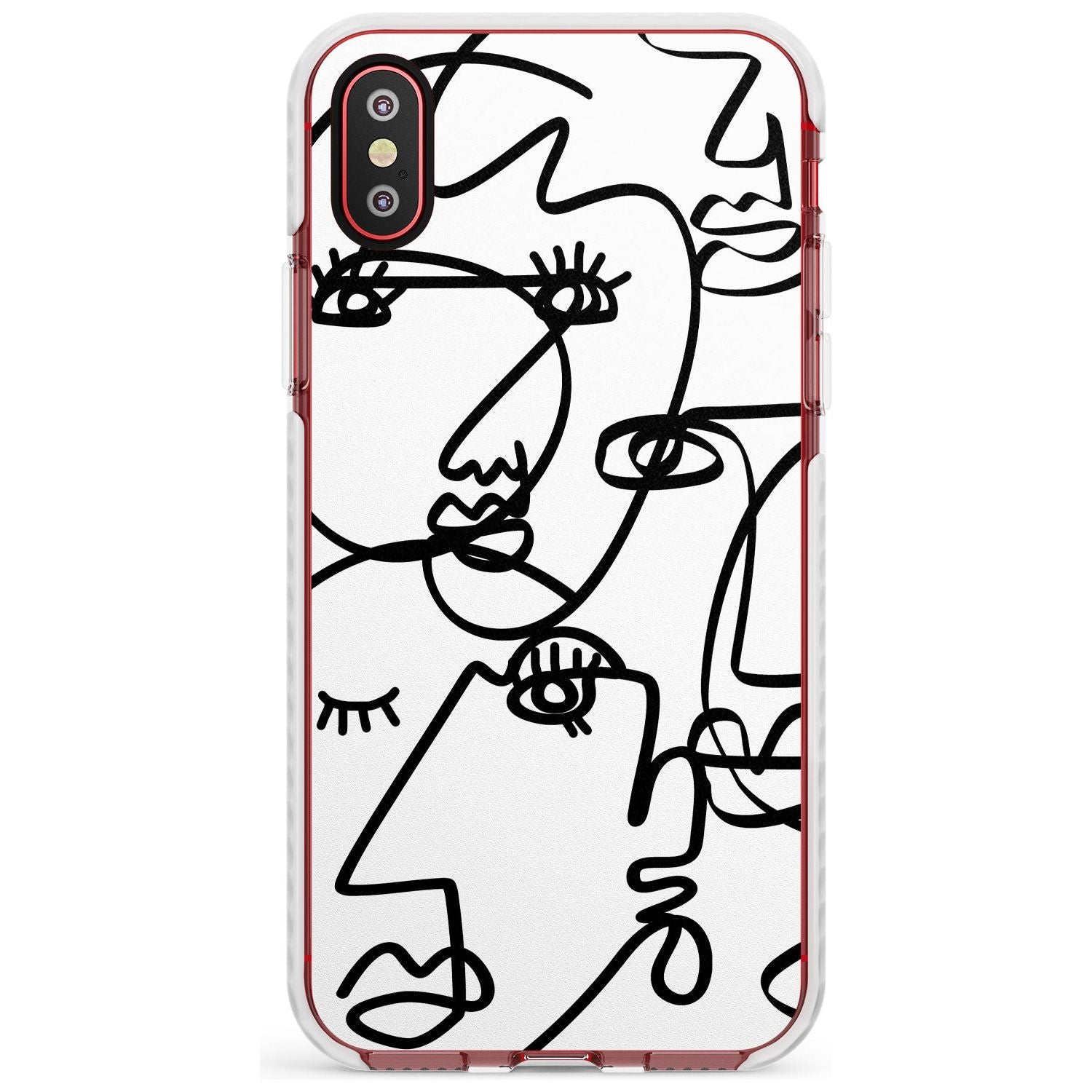 Continuous Line Faces: Black on White Slim TPU Phone Case Warehouse X XS Max XR