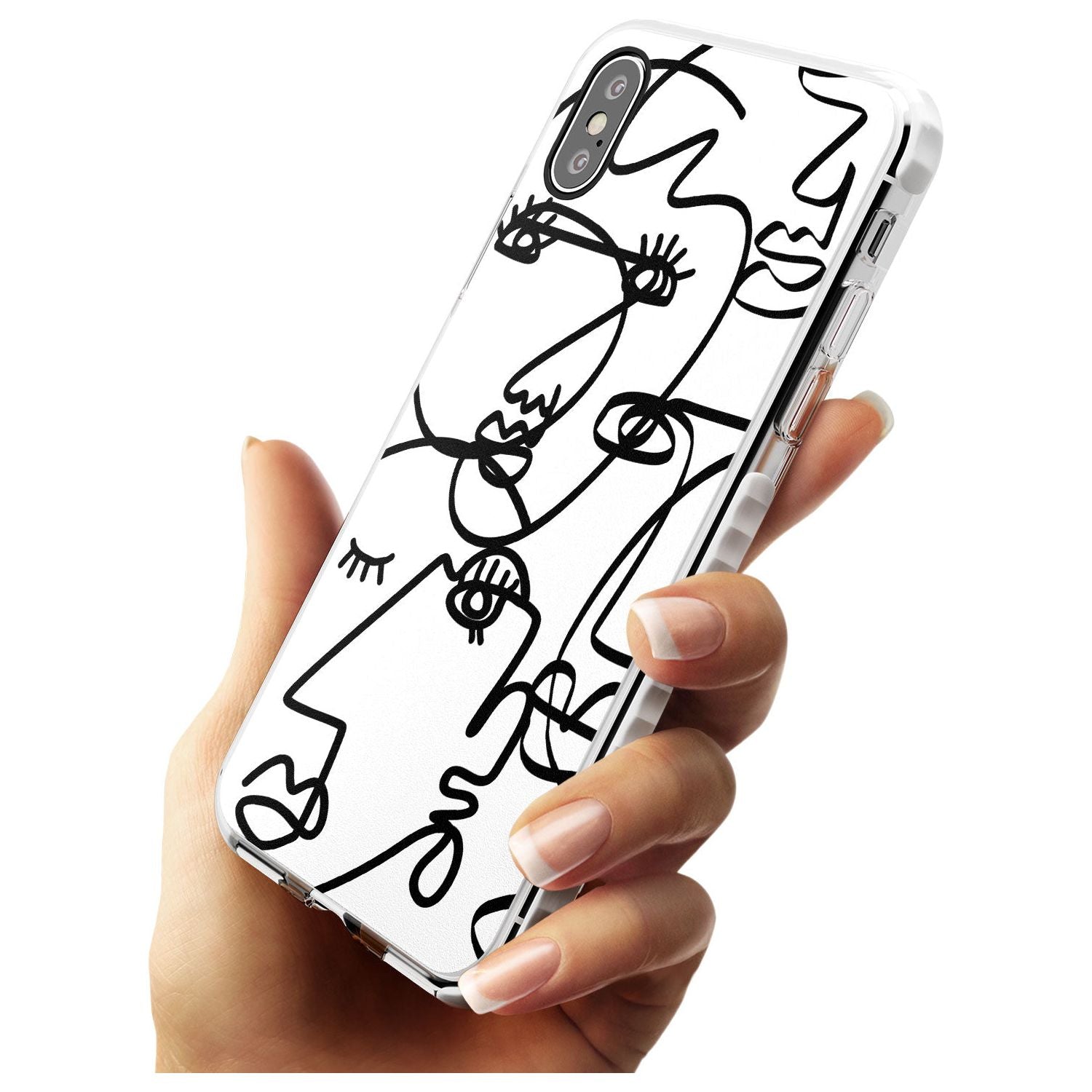 Continuous Line Faces: Black on White Slim TPU Phone Case Warehouse X XS Max XR
