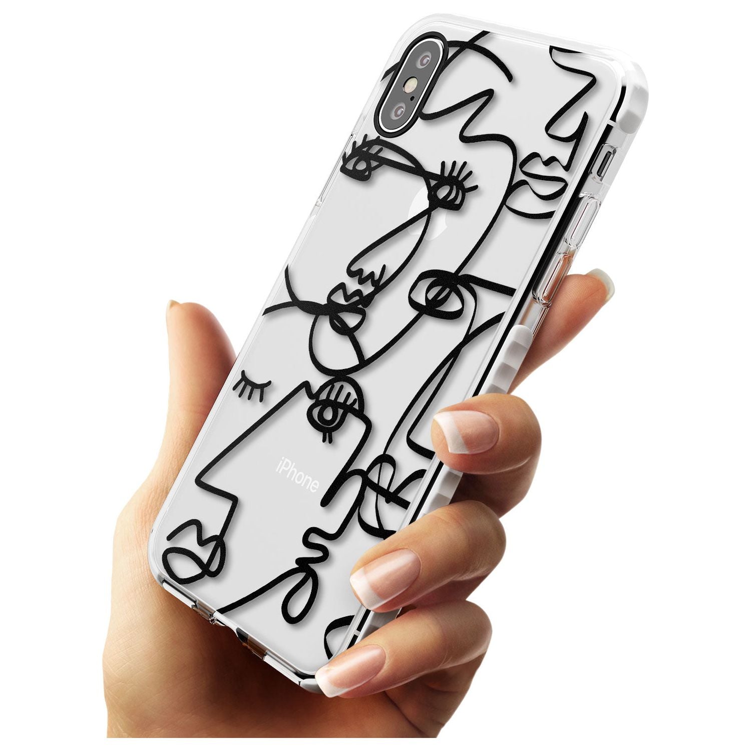Continuous Line Faces: Black on Clear Slim TPU Phone Case Warehouse X XS Max XR