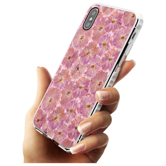 Large Pink Flowers Transparent Design Impact Phone Case for iPhone X XS Max XR