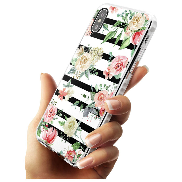 Bold Stripes & Flower Pattern Impact Phone Case for iPhone X XS Max XR