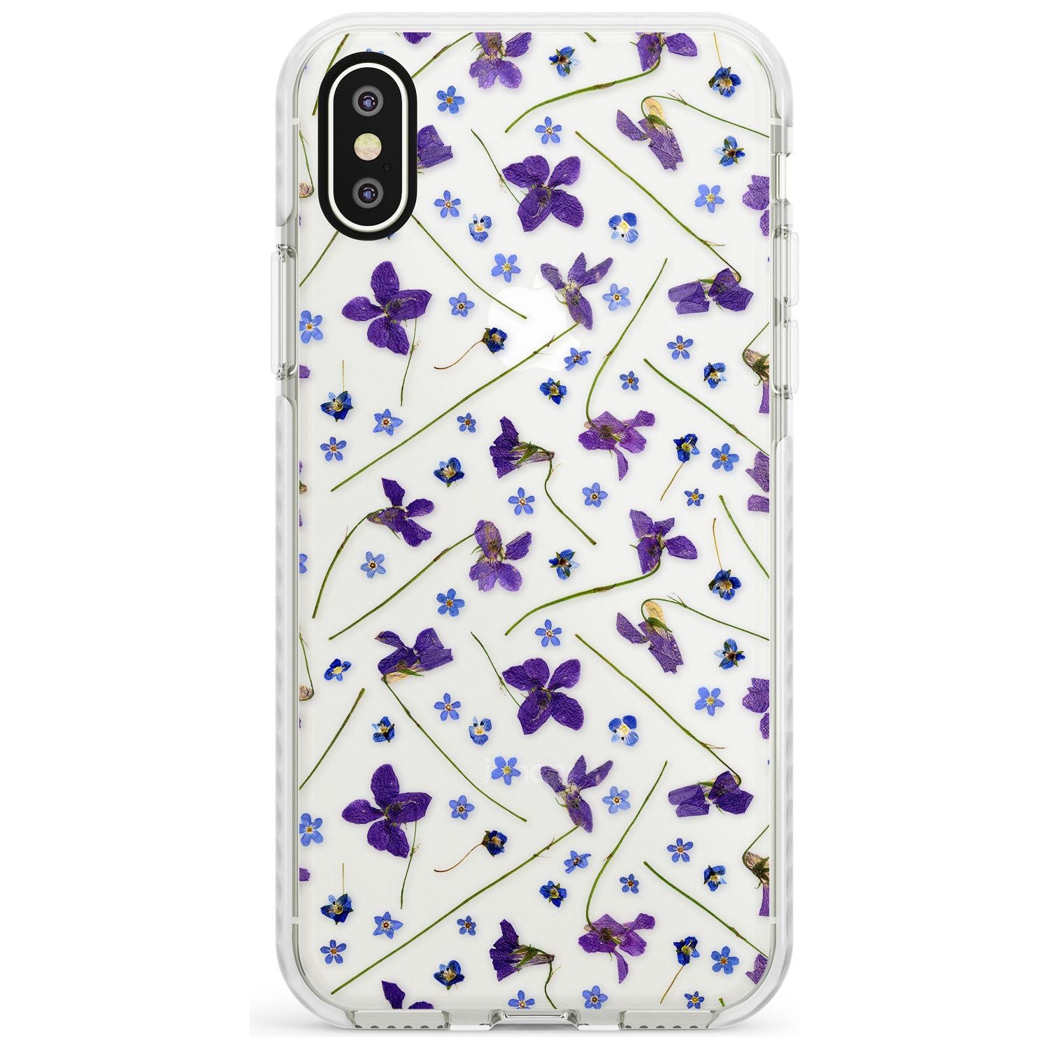 Violet & Blue Floral Pattern Design Impact Phone Case for iPhone X XS Max XR