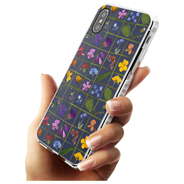 Wildflower Grid Boxes Pattern - Navy Impact Phone Case for iPhone X XS Max XR