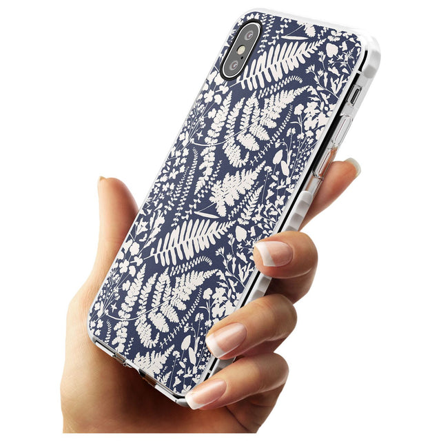 Wildflowers and Ferns on Navy Impact Phone Case for iPhone X XS Max XR