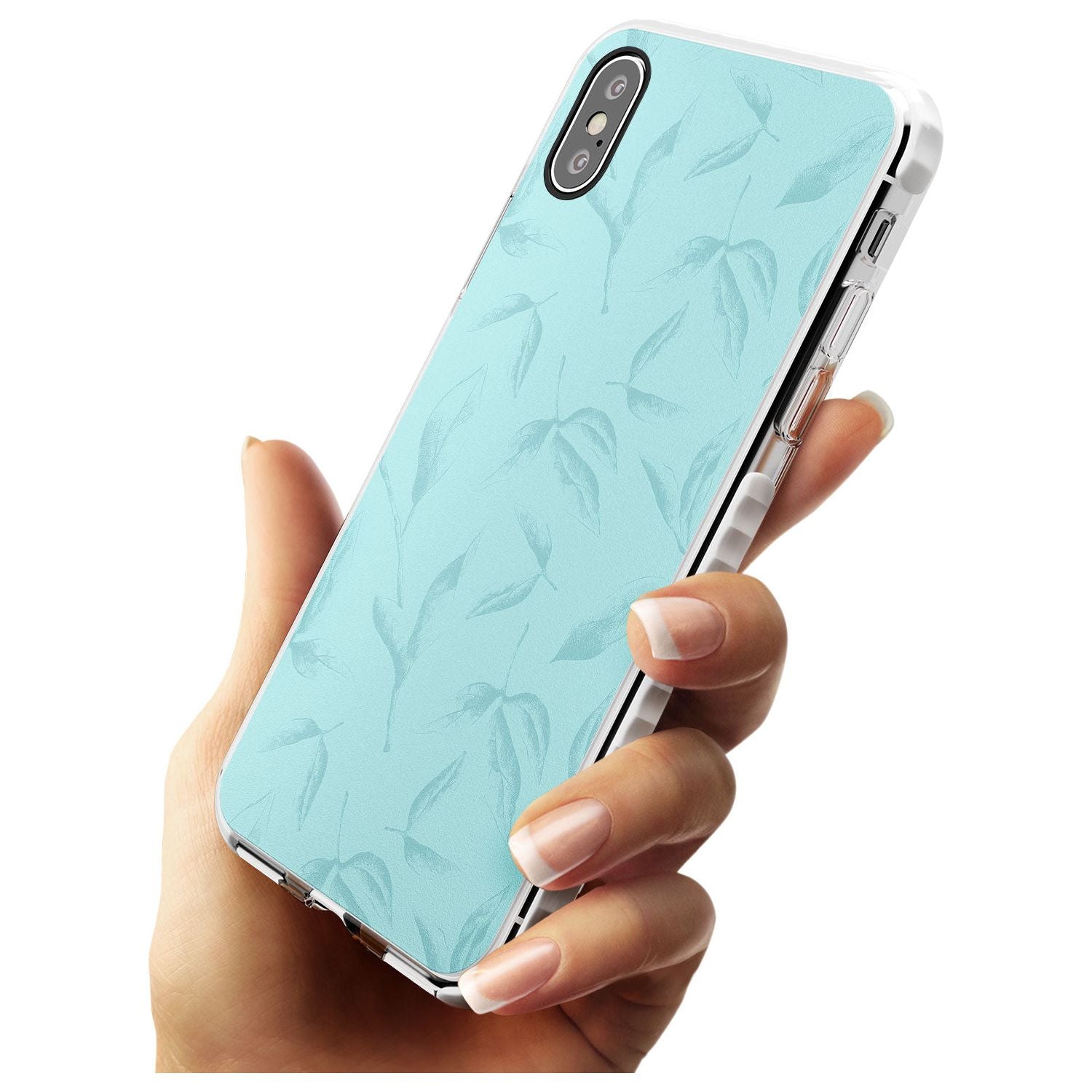 Blue Leaves Vintage Botanical Impact Phone Case for iPhone X XS Max XR