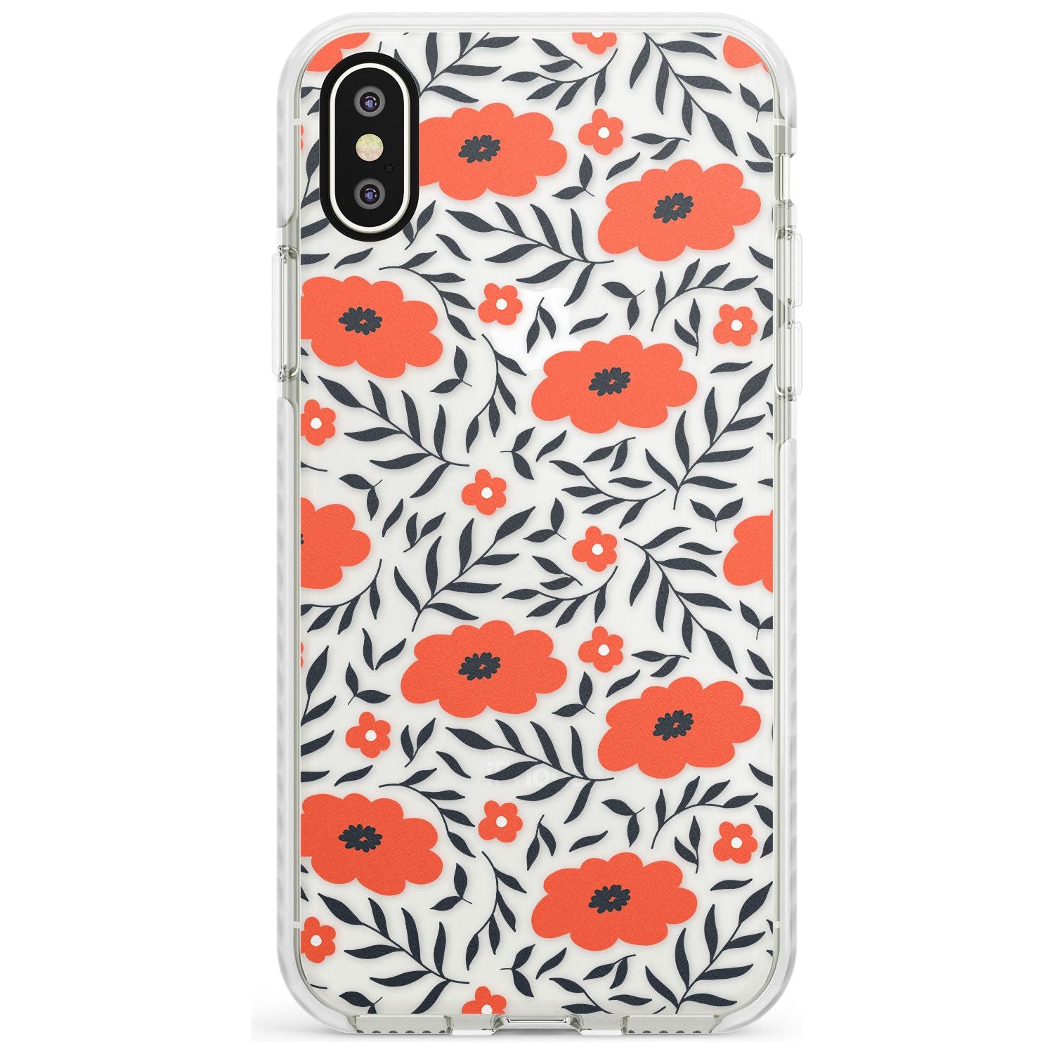 Red Poppy Transparent Floral Impact Phone Case for iPhone X XS Max XR