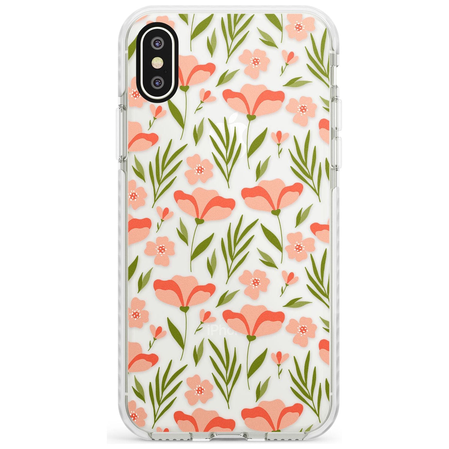 Pink Petals Transparent Floral Impact Phone Case for iPhone X XS Max XR