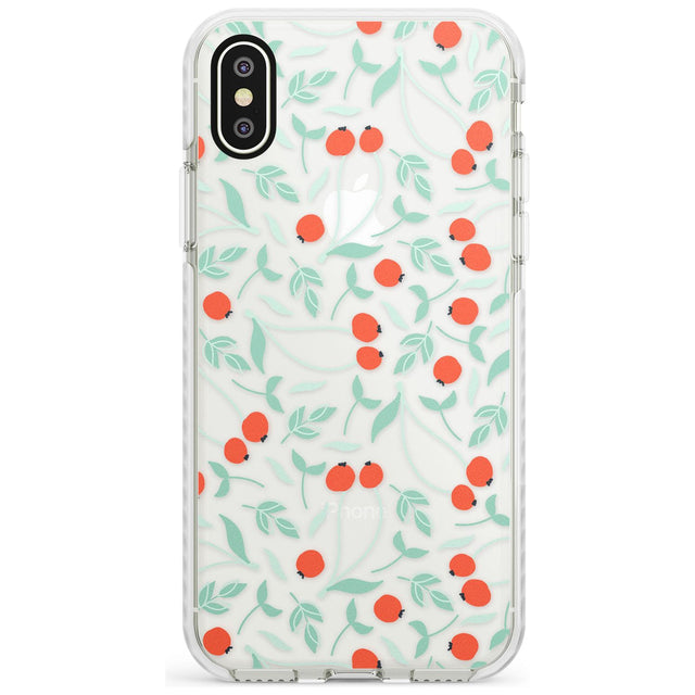 Red Berries Transparent Floral Impact Phone Case for iPhone X XS Max XR
