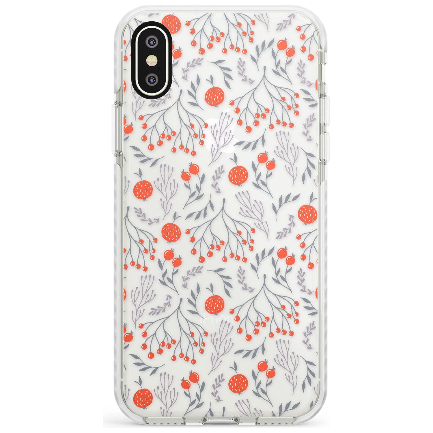 Red Fruits Transparent Floral Impact Phone Case for iPhone X XS Max XR