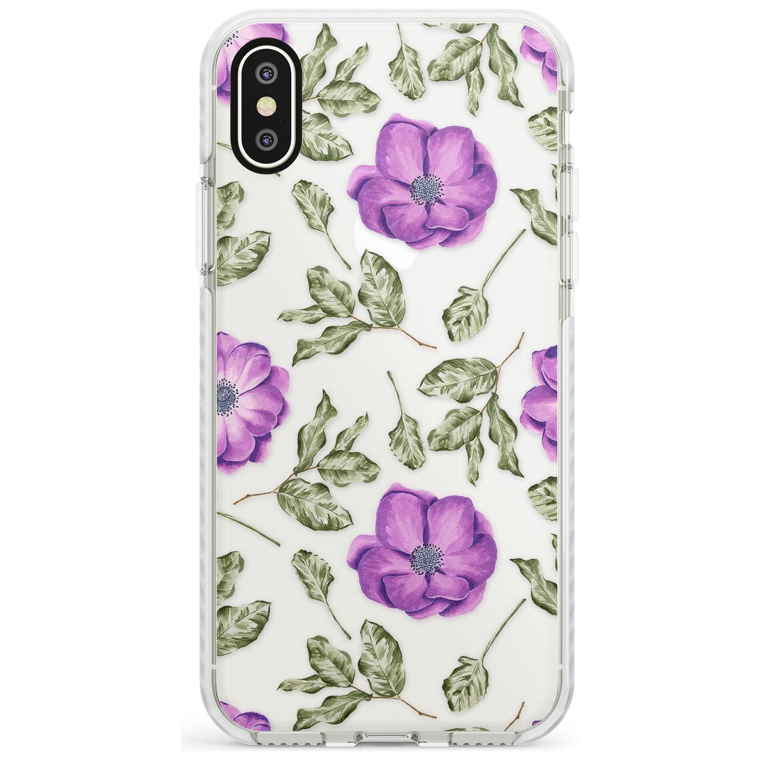 Purple Blossoms Transparent Floral Impact Phone Case for iPhone X XS Max XR