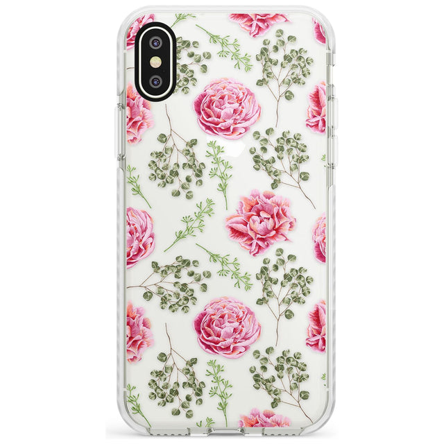 Roses & Eucalyptus Transparent Floral Impact Phone Case for iPhone X XS Max XR