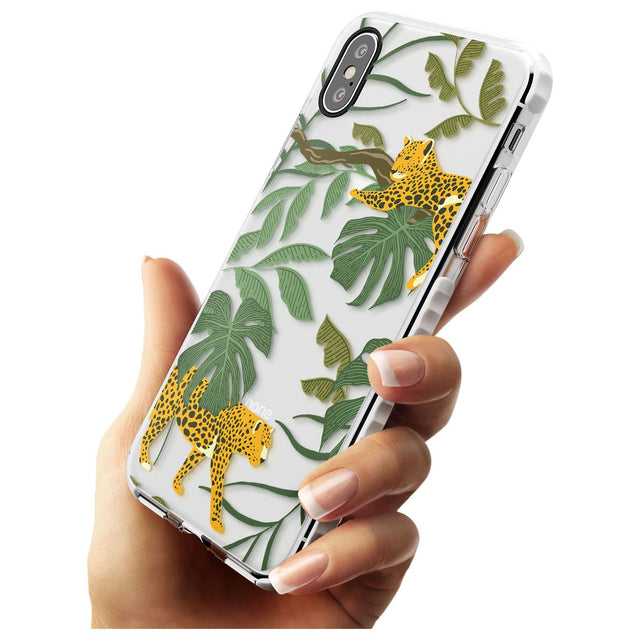 Two Jaguars & Foliage Jungle Cat Pattern Impact Phone Case for iPhone X XS Max XR